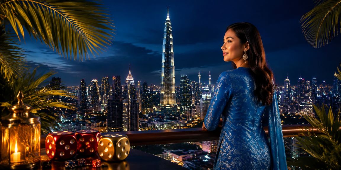 Permainan dadu gaya tradisional baju kurung di Kuala Lumpur, menggambarkan budaya permainan tempatan